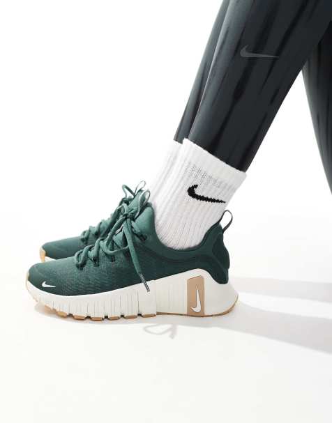 Nike Training Free Metcon 6 sneakers in dark green and white - view 1