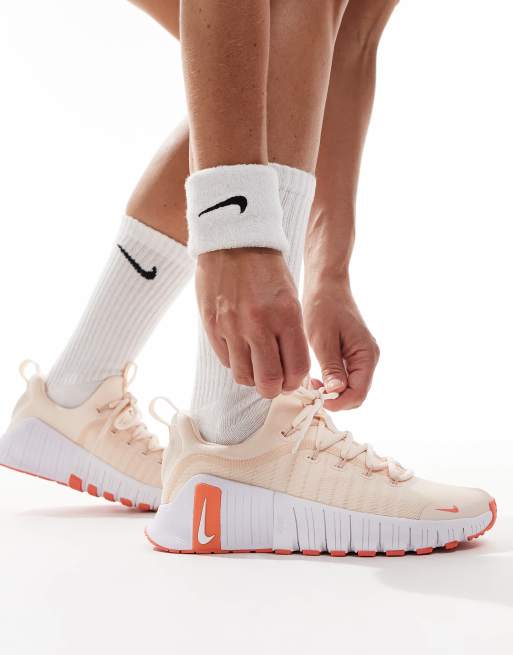 Nike Training Free Metcon 6 sneakers in light orange and white, 3 of 5