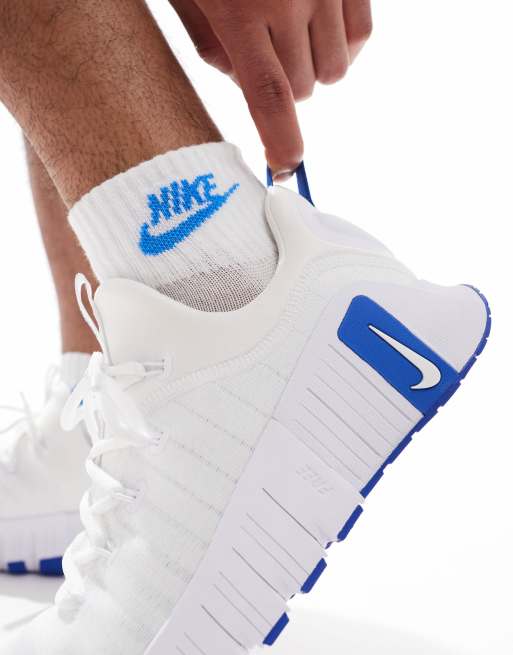 Nike Training Free Metcon 6 sneakers in white and blue