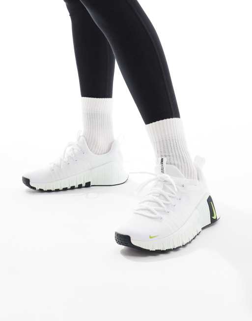Nike Training Free Metcon 6 sneakers in white and light green