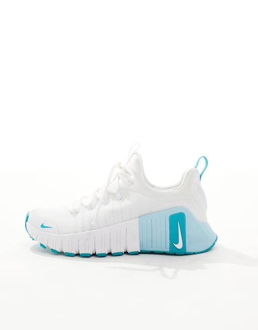 Nike Training Free Metcon 6 trainers in white and turquoise, 2 of 5