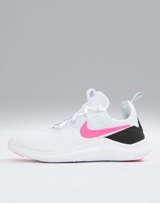 white nike shoes with pink swoosh