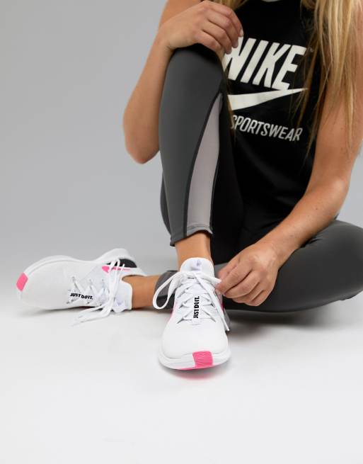 Nike training free tr 8 2025 trainers in white with pink swoosh