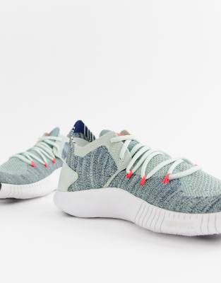 nike training free tr flyknit sneakers in gray and blue