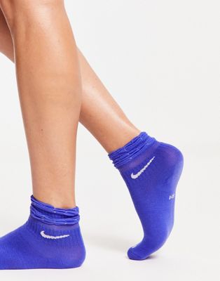 Nike Training frilled ankle sock in blue