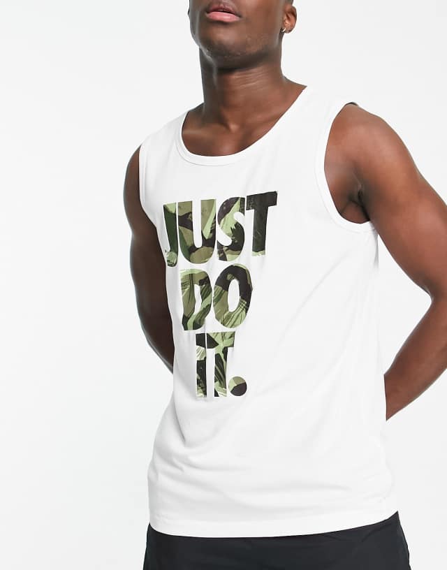 Nike Training Glitch Camo Dri-FIT Legend tank in white