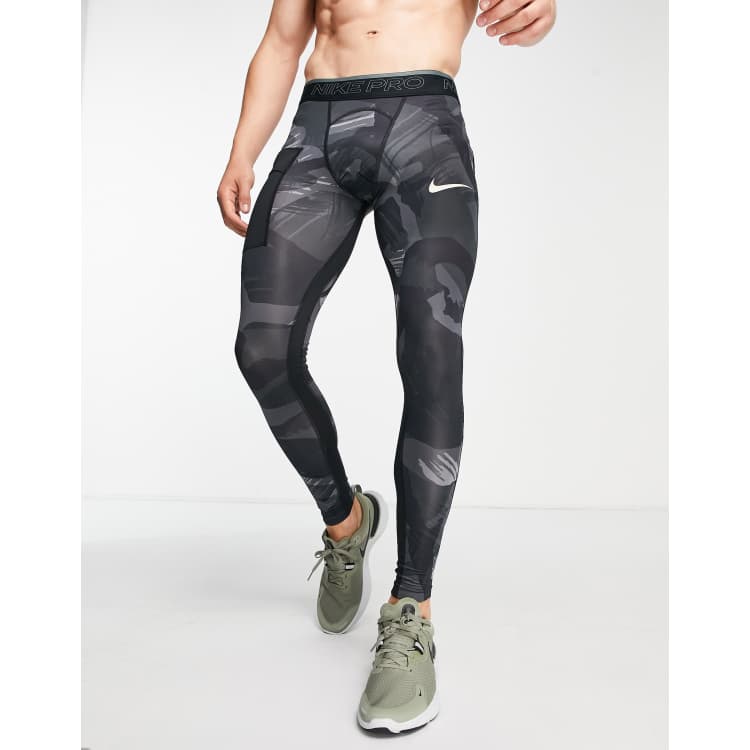 Nike 3/4 Camo Training Tights-Grey