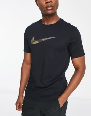 Nike Training Glitch Camo Dri-FIT Swoosh infill t-shirt in black | ASOS