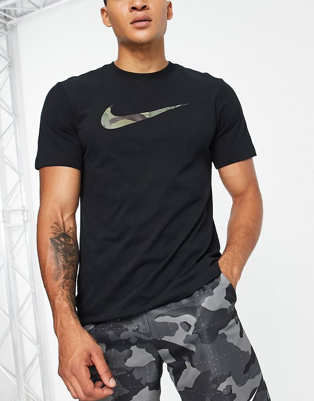 Nike Training Glitch Camo Dri-FIT Swoosh infill t-shirt in black