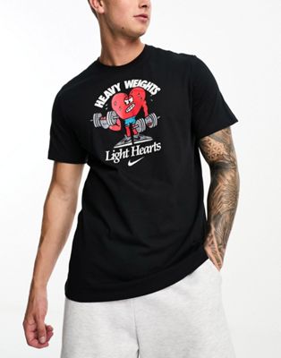 Nike Training graphic heart t-shirt in black