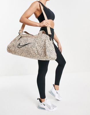 Nike Training Gym Club holdall bag in leopard print brown