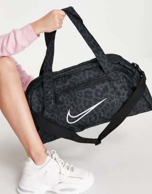 Nike Black Gym Shoulder Tote Bag zebra print handles