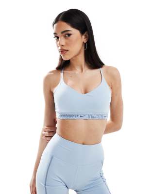 Nike Training - Gym Life Swoosh Indy Dri-FIT - Lyseblå sports-BH med let støtte - view 1