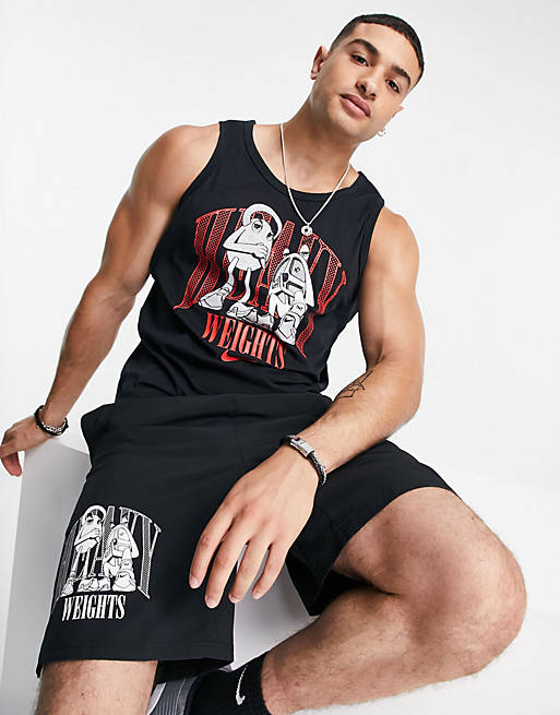 Nike Training Heavy Weights graphic tank in black