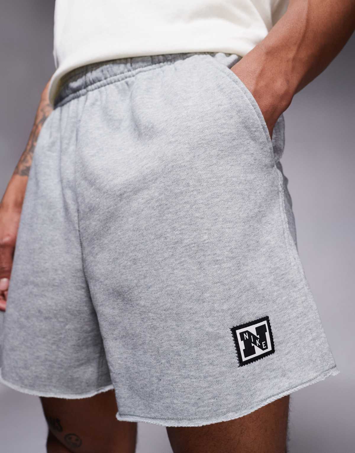 Nike Training Heritage fleece 5 inch shorts in grey