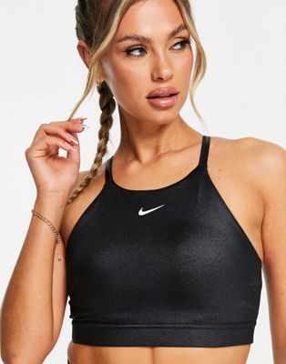 Nike Training High Shine Indy light support sports bra in black