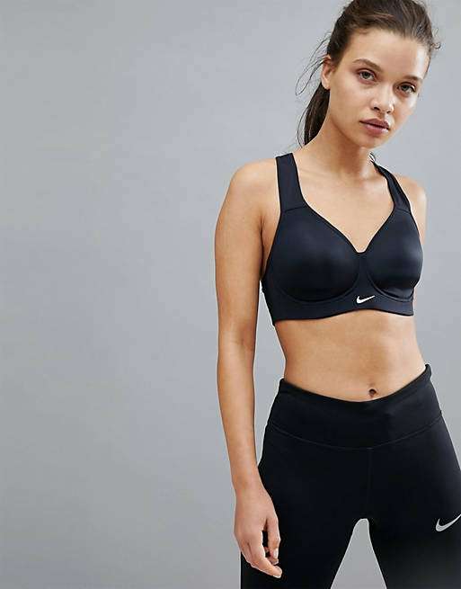 By name Dated too much Nike Training High Support Pro rival Bra In Black | ASOS