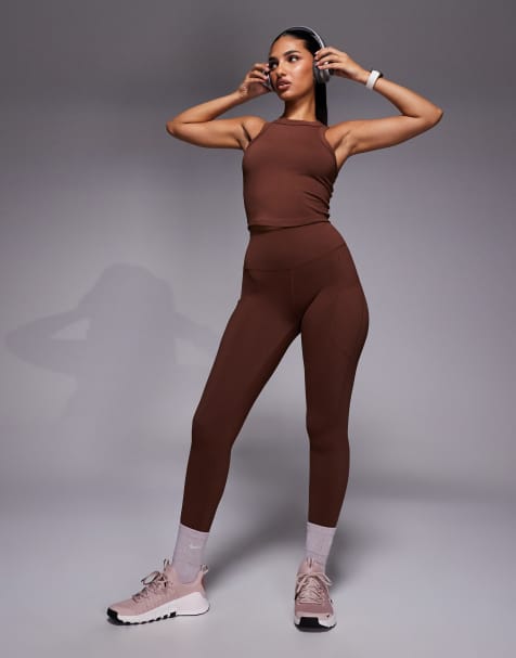 Nike Training high waist 7/8 leggings in brown - view 1