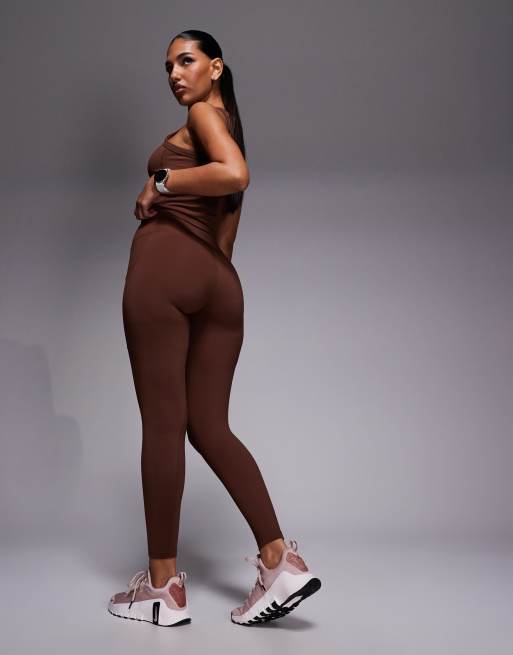 Nike Training high waist 7/8 leggings in brown, 3 of 5