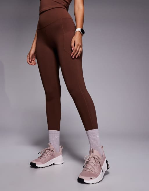Nike Training high waist 7/8 leggings in brown, 4 of 5