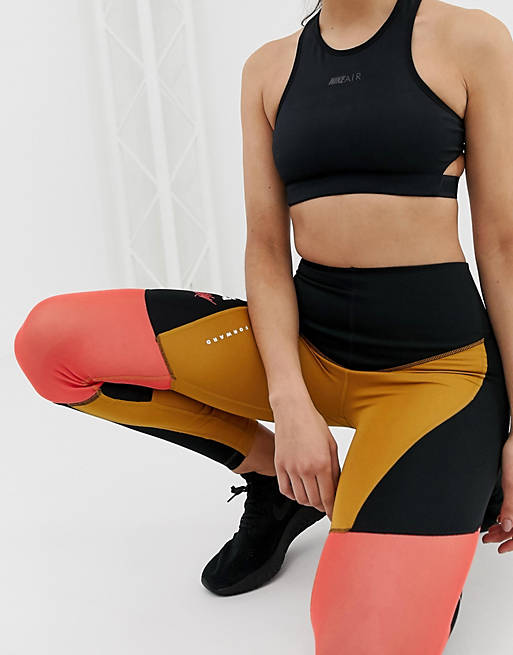 Geavanceerd Draaien Lang Nike Training High Waist Color Block Leggings In Black And Gold | ASOS