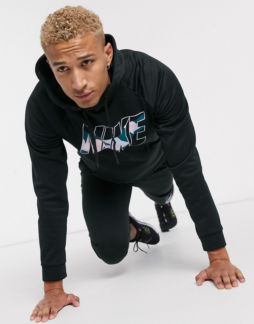 Nike Training hoodie with camo print in black