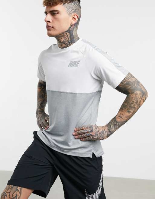 Nike Training hyperdry colourblock tshirt in grey ASOS