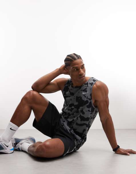 Nike Training - Hyverse Dri-FIT - Canotta grigia e nera con stampa - view 1