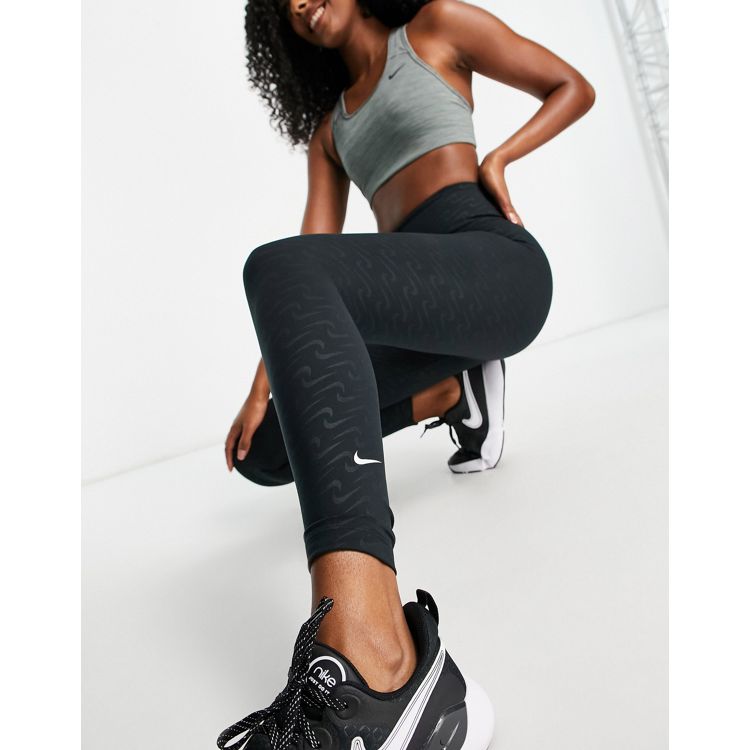 Nike Training – Icon Clash Dri-FIT One Luxe – Czarne legginsy o długości  7/8 ze wzorem na całej powierzchni