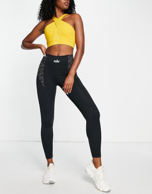 Nike Training Icon Clash bra and leggings in black and gold