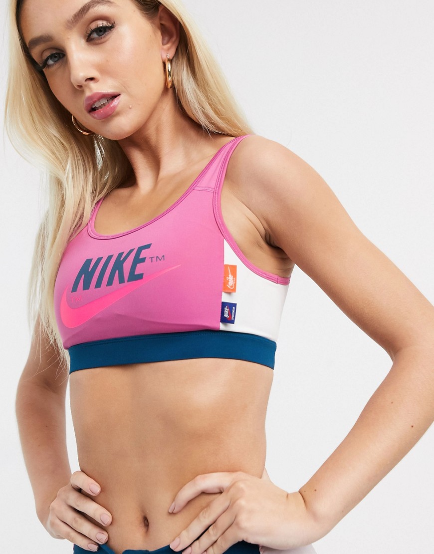 Nike Training Icon Clash logo bra in pink