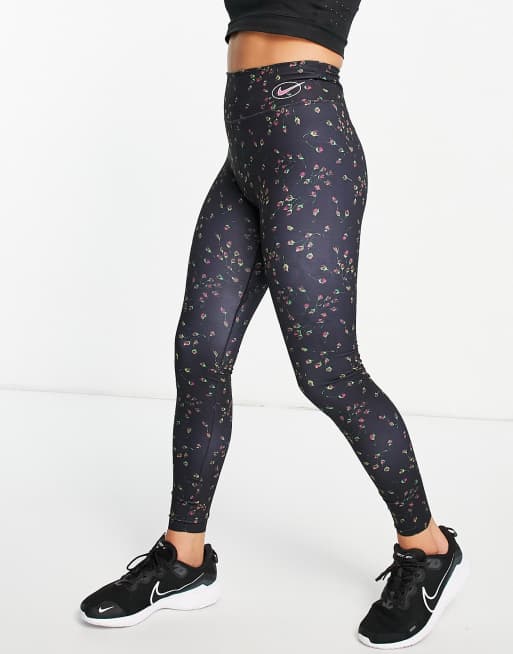 Nike Women's One Luxe Training Leggings. Back floral. Size Small