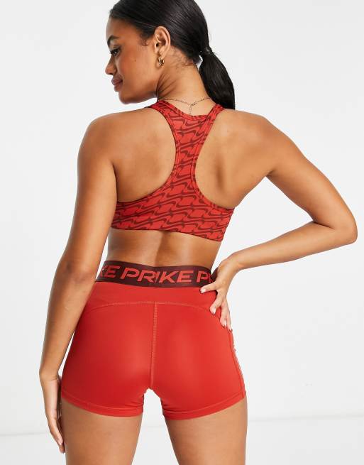 Nike Training - Icon Clash - Soutien-gorge de sport maintien moyen à imprimé virgule sur l'ensemble - Rouge, 2 de 4
