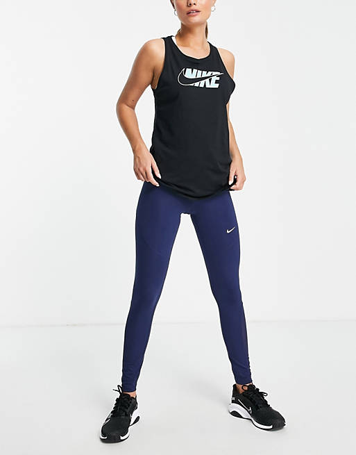 Women Nike Training Icon Clash Swoosh logo tank in black 
