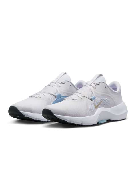 Nike Training In-Season 13 sneakers in white, light blue and gold - view 1