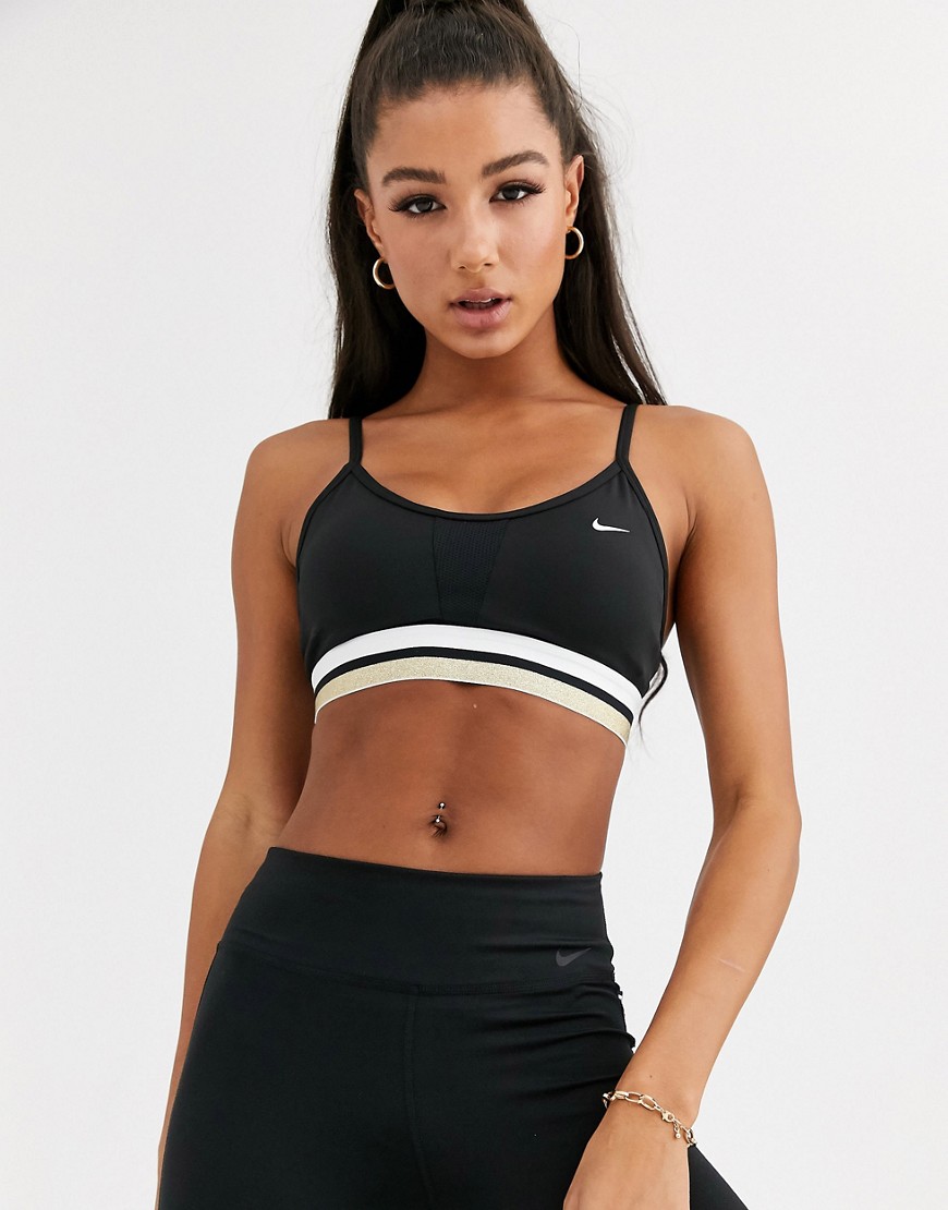 Nike Training indy bra with gold spark trim-Black