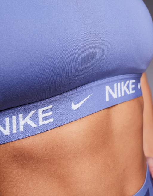 Nike Training Indy Dri-FIT light support sport bra in blue, 3 of 4