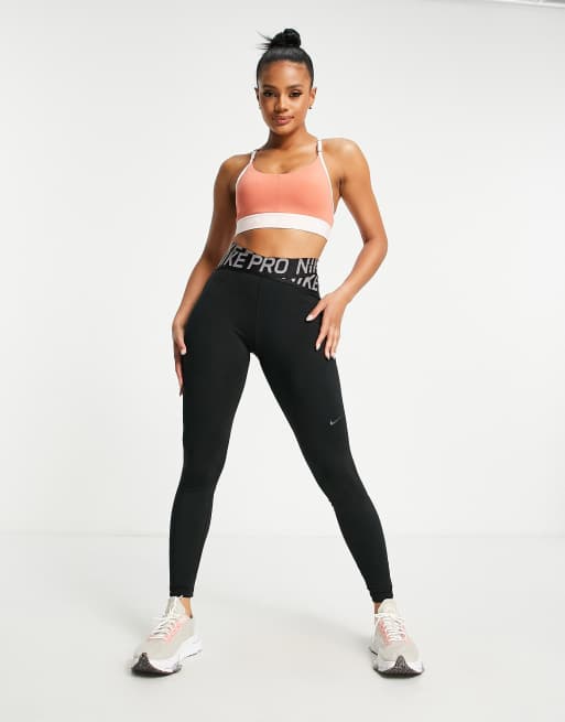 Nike Pro Training Crossover Leggings In Black And Pink