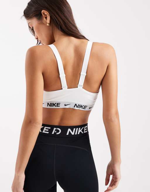 Nike Training Indy Dri-FIT medium support sports bra in white, 2 of 4
