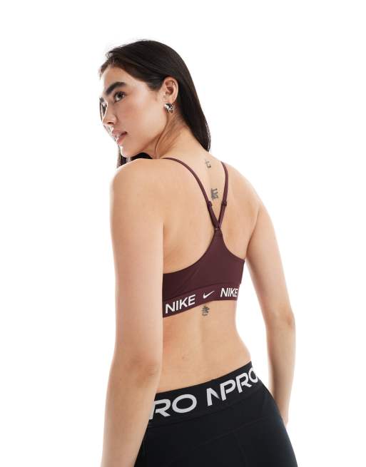 Nike Training - Indy Dri-FIT - Reggiseno sportivo a supporto leggero bordeaux, 3 di 4