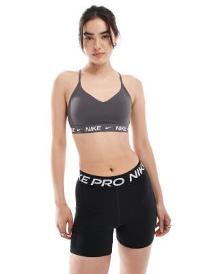 Thumbnail - Nike Training - Indy Dri-FIT - Sport-BH in Grau mit leichter Stützkraft