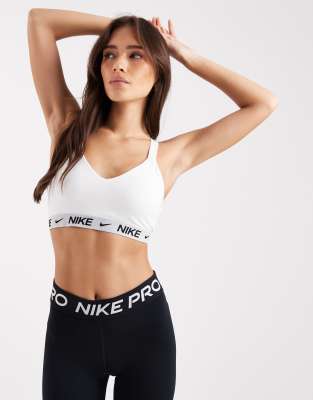 Nike Training - Indy Dri-FIT - Sport-BH in Weiß mit mittlerer Stützkraft