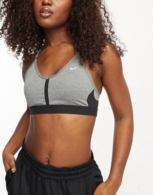 Nike Training Indy Dri-Fit v-neck bra in grey - ASOS Price Checker