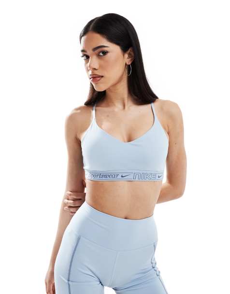 Nike Training - Indy - Gym Life - Brassière de sport maintien léger en tissu Dri-FIT - Bleu clair - view 1