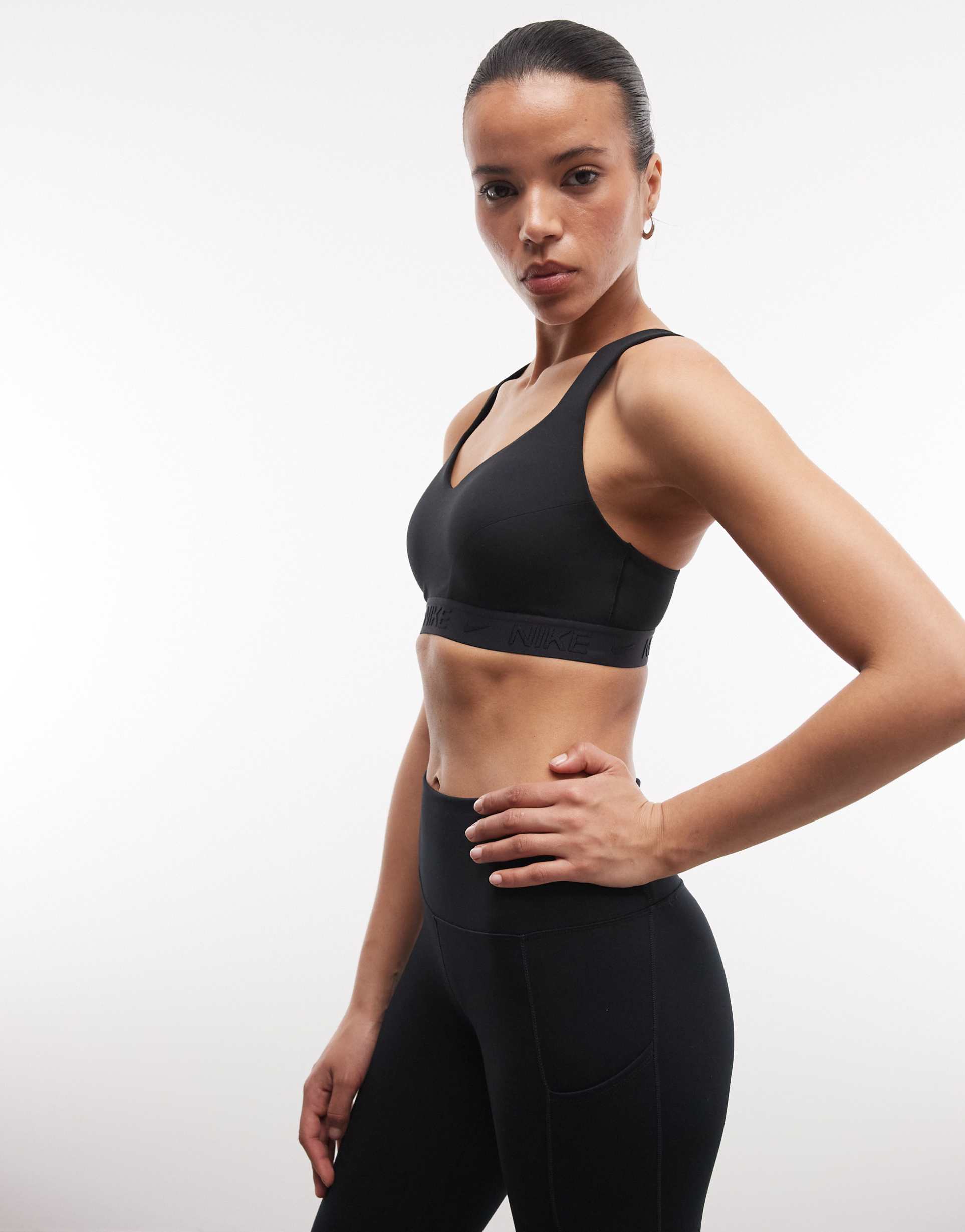 nike training indy high support sports bra in black