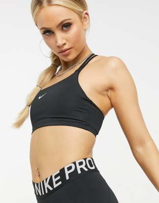 nike training indy light bra in black