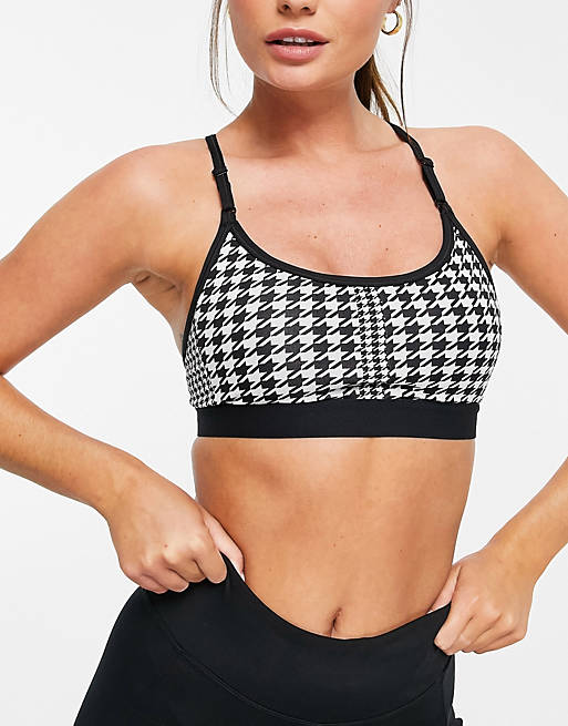  Nike Training Indy light support gingham sports bra in black 