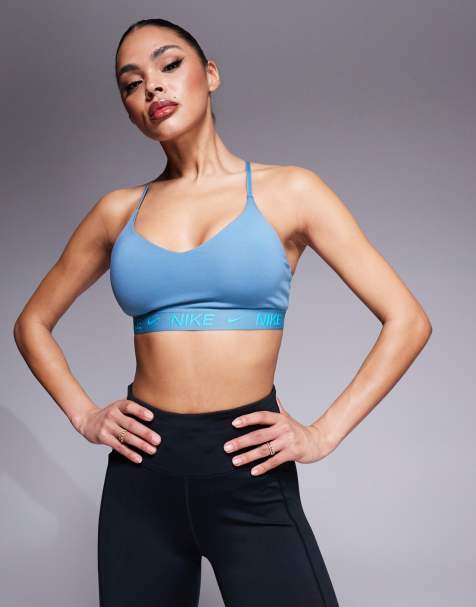Nike Training Indy light support sports bra in blue - view 1