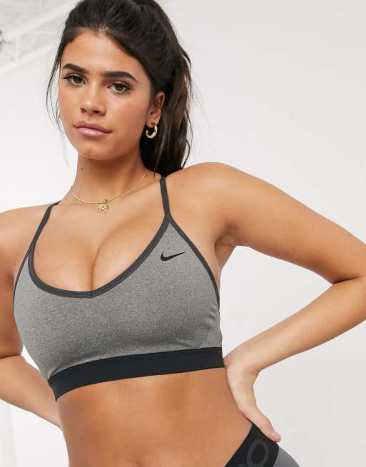 Nike Women's Sports Bras Polyester/Lyocell Blend Indy Soft Bra, Light  Support Medium Grey