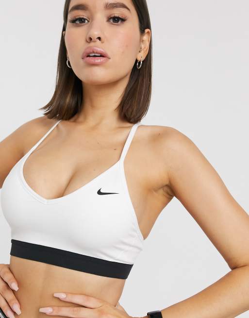 Nike Training Indy light support sports bra in white